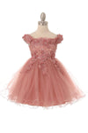 Short Sleeve Embellished Party Flower Girls Dress - The Dress Outlet Cinderella Couture