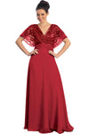 Short Sleeve Long Mother of Bride Dress Formal - The Dress Outlet Elizabeth K