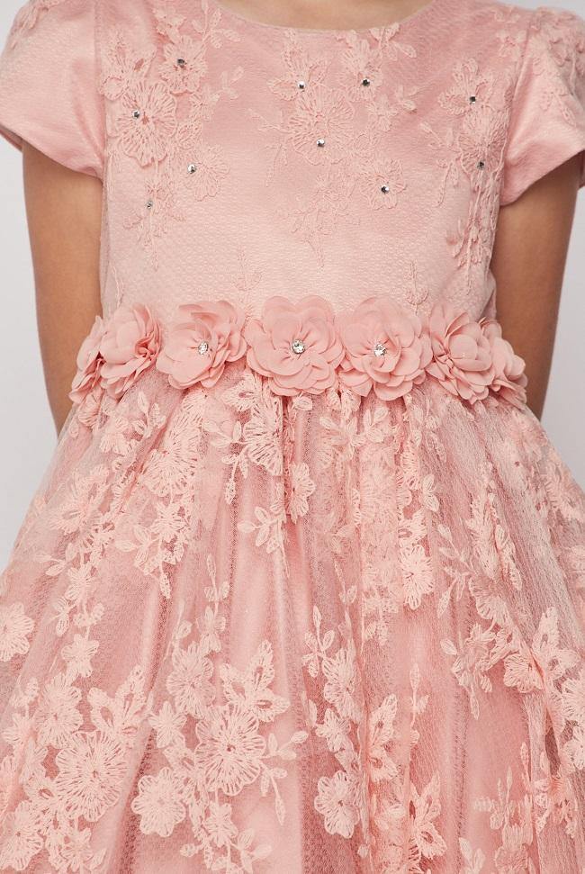 Short Sleeved Lace Flower Girls Dress - The Dress Outlet Cinderella Couture