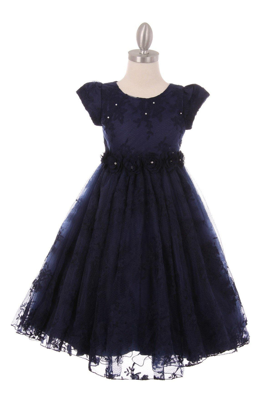 Short Sleeved Lace Flower Girls Dress - The Dress Outlet Cinderella Couture