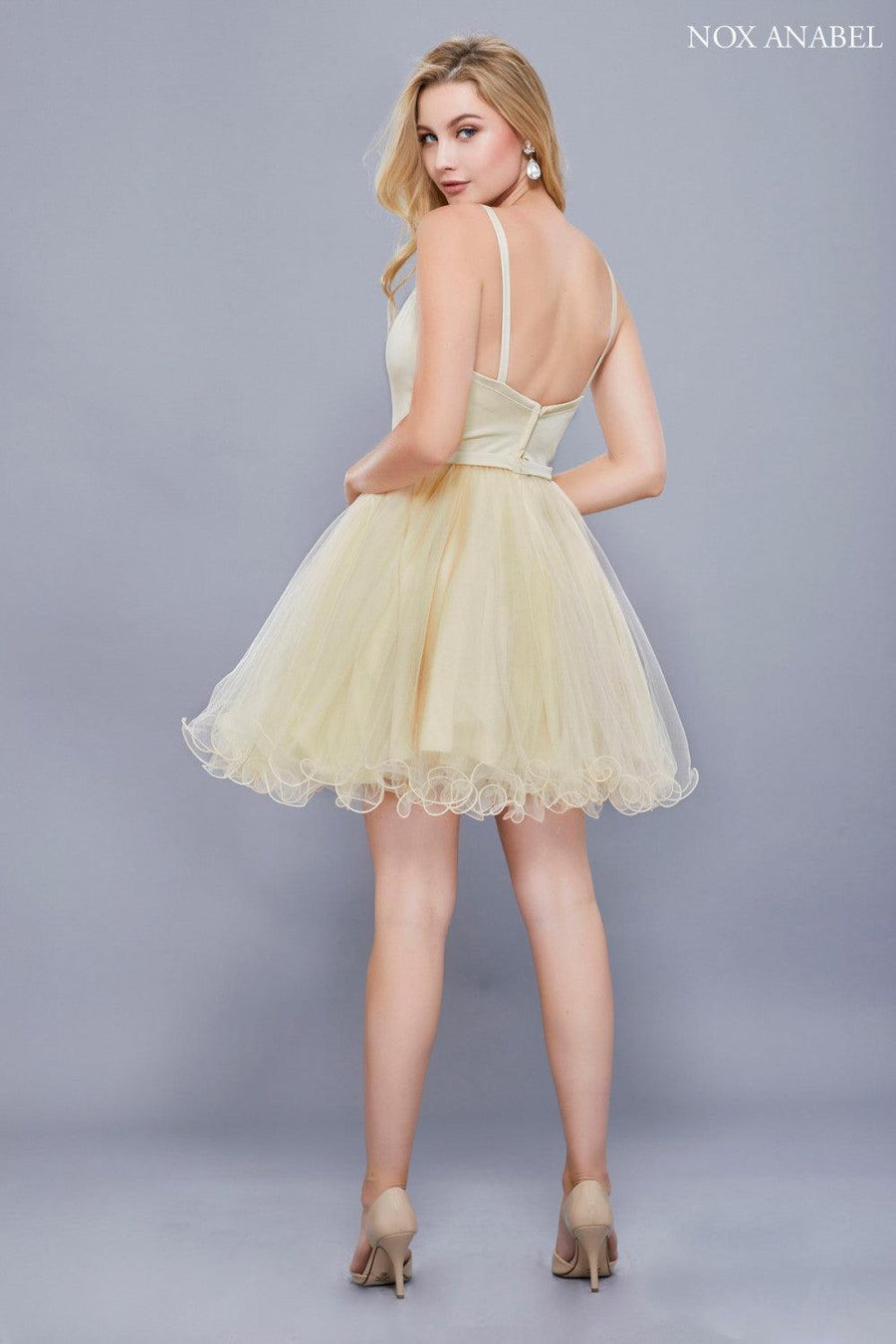 Short Sleeveless Tulle Formal Homecoming Prom Dress - The Dress Outlet Nox Anabel