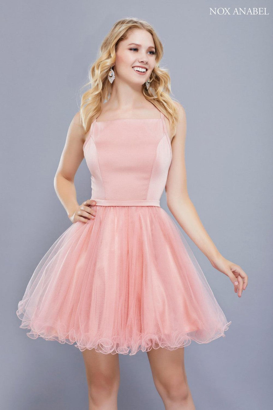 Short Sleeveless Tulle Formal Homecoming Prom Dress - The Dress Outlet Nox Anabel