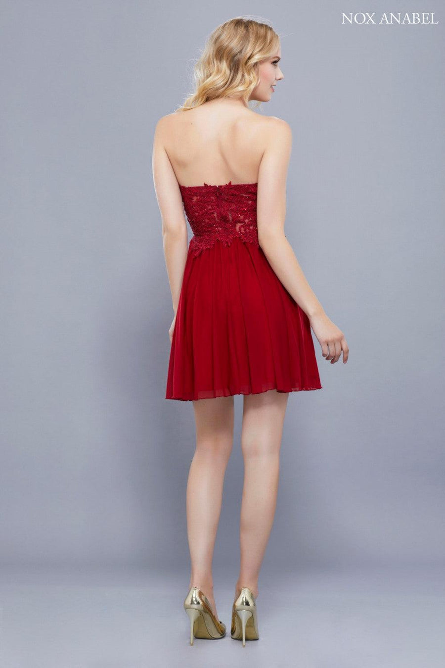 Short Strapless Formal Prom Cocktail Dress - The Dress Outlet Nox Anabel