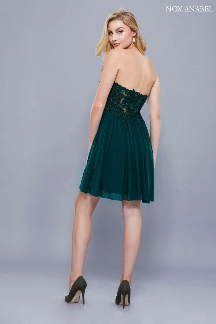 Short Strapless Formal Prom Cocktail Dress - The Dress Outlet Nox Anabel