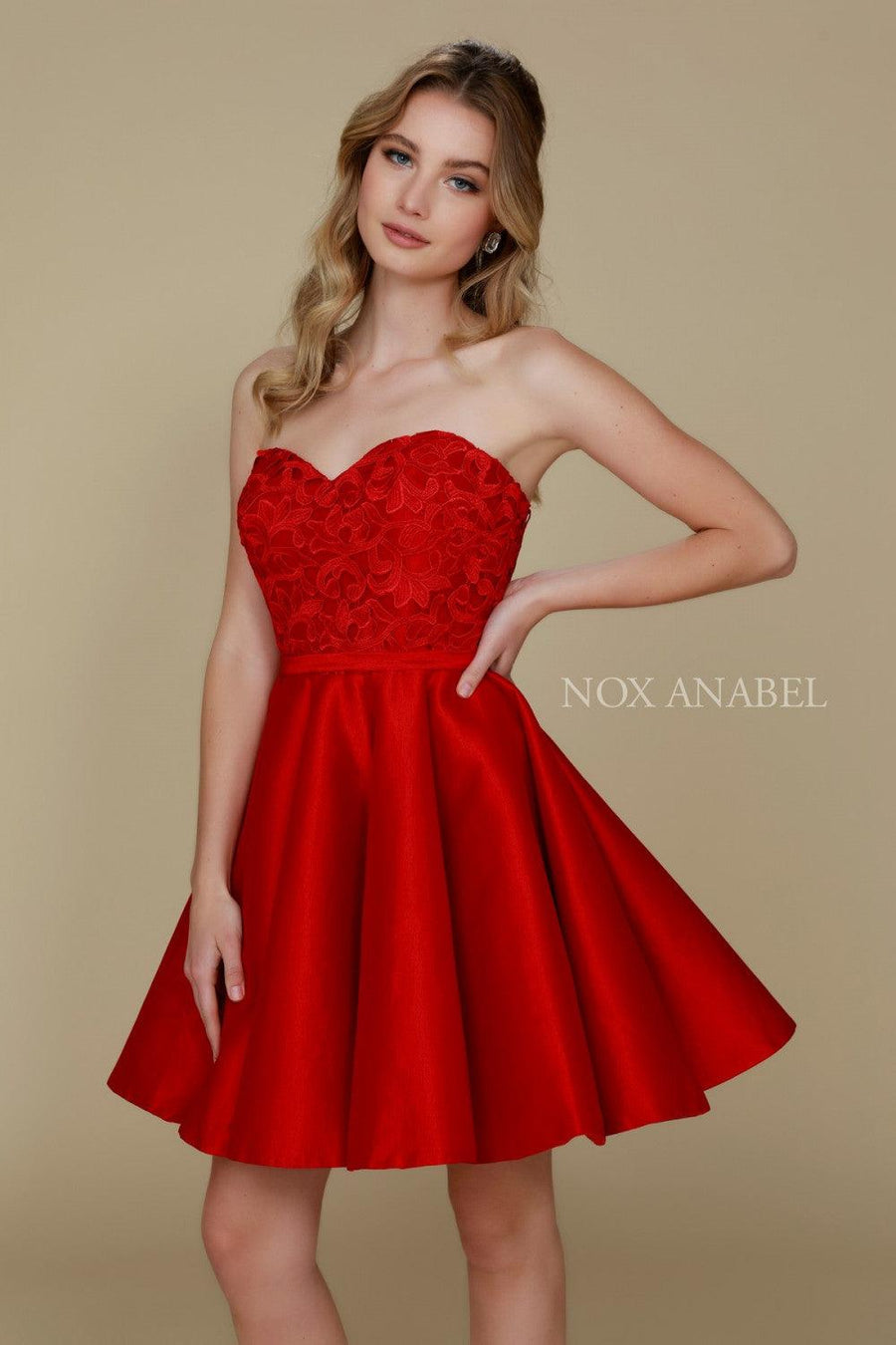 Short Strapless Formal Prom Homecoming Dress - The Dress Outlet Nox Anabel