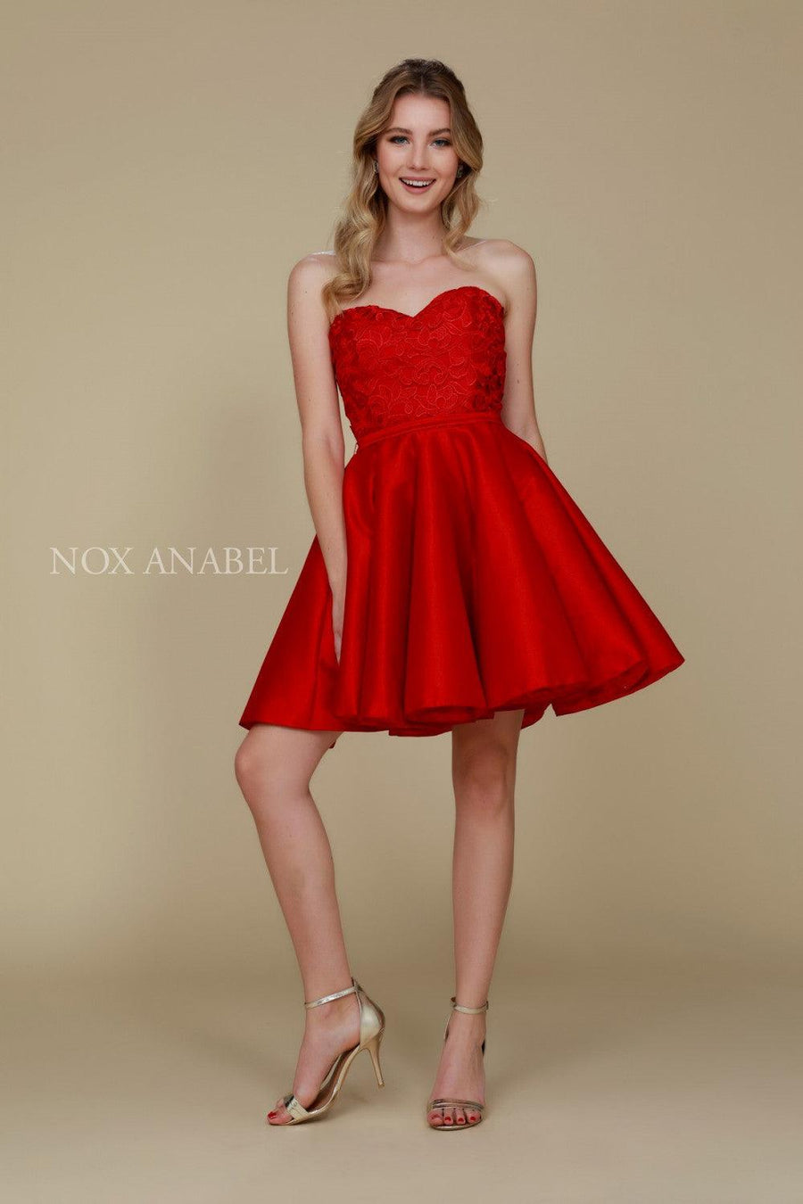 Short Strapless Formal Prom Homecoming Dress - The Dress Outlet Nox Anabel