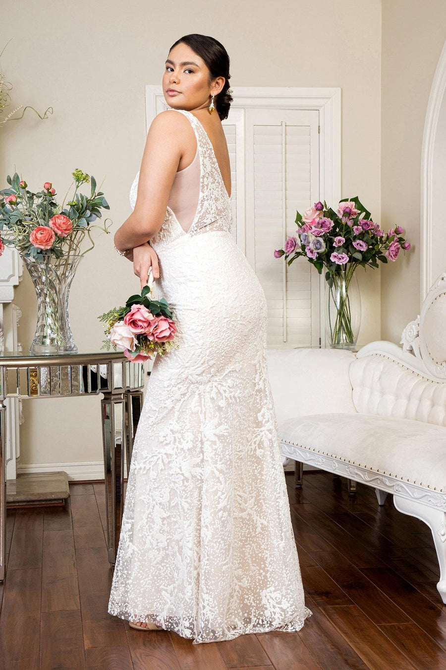 Simple Long Sleeveless Mermaid Wedding Gown - The Dress Outlet