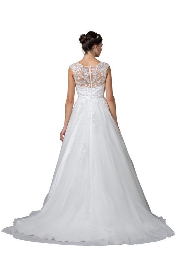 Simple Sleeveless Long Off White Wedding Gown - The Dress Outlet