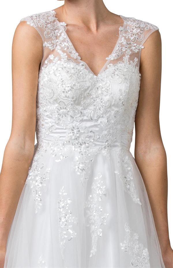 Simple Sleeveless Long Off White Wedding Gown - The Dress Outlet