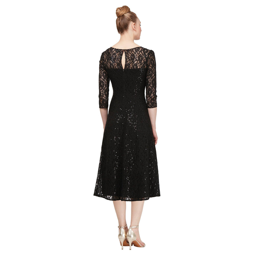 SL Fashions Short Sequined Lace Evening Dress 9119133 - The Dress Outlet