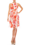 SLNY Short Cocktail Floral Print Halter Dress - The Dress Outlet