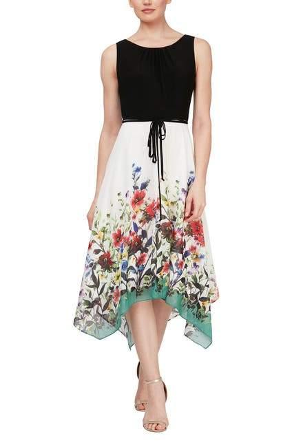 SL Fashion Floral Midi Formal Dress 9177399 - The Dress Outlet