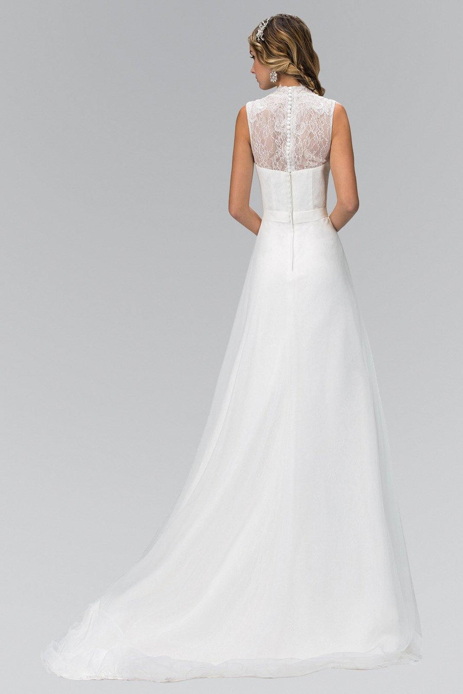 Sleeveless A-Line Long Wedding Dress - The Dress Outlet Elizabeth K