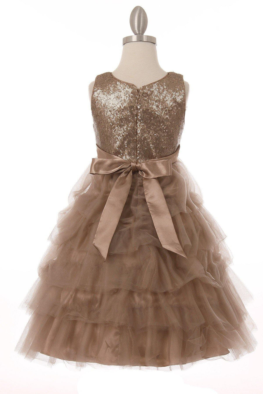 Sleeveless Beaded and Layered  Flower Girl Dress - The Dress Outlet Cinderella Couture