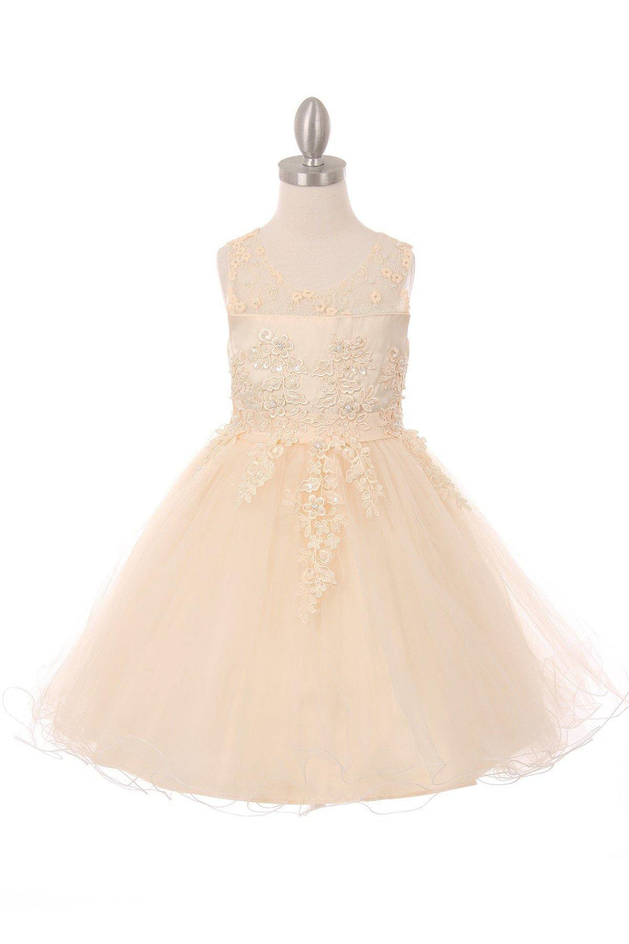 Sleeveless Embellished Short Party Dress Flower Girls - The Dress Outlet Cinderella Couture