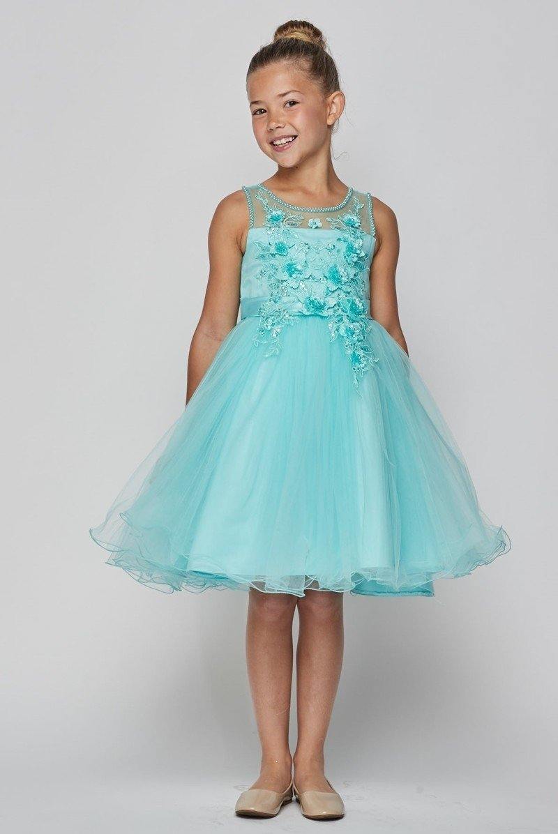 Sleeveless Embellished Short Party Flower Girls Dress - The Dress Outlet Cinderella Couture