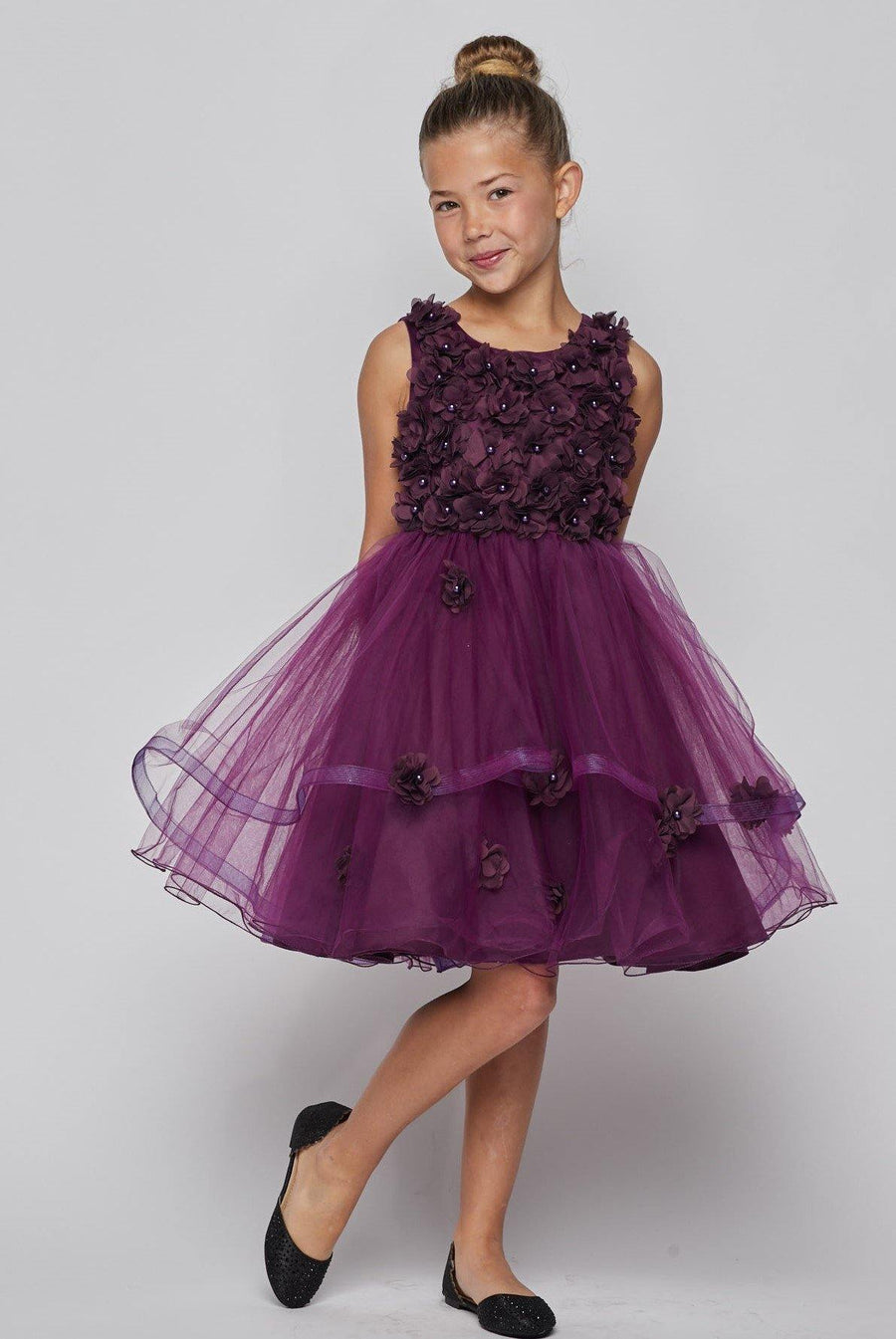 Sleeveless Embellished Short Party Flower Girls Dress - The Dress Outlet Cinderella Couture