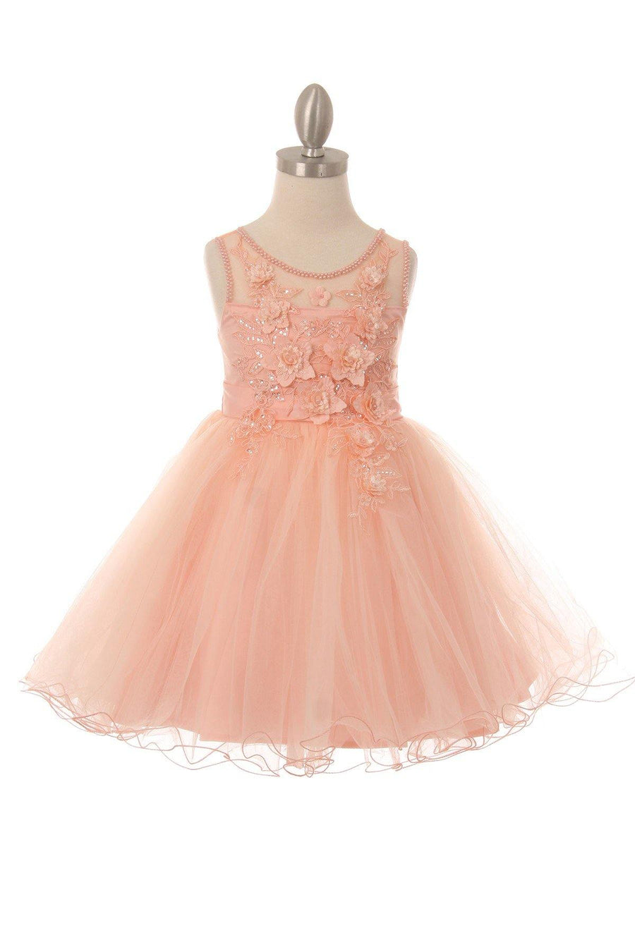 Sleeveless Embellished Short Party Flower Girls Dress - The Dress Outlet Cinderella Couture