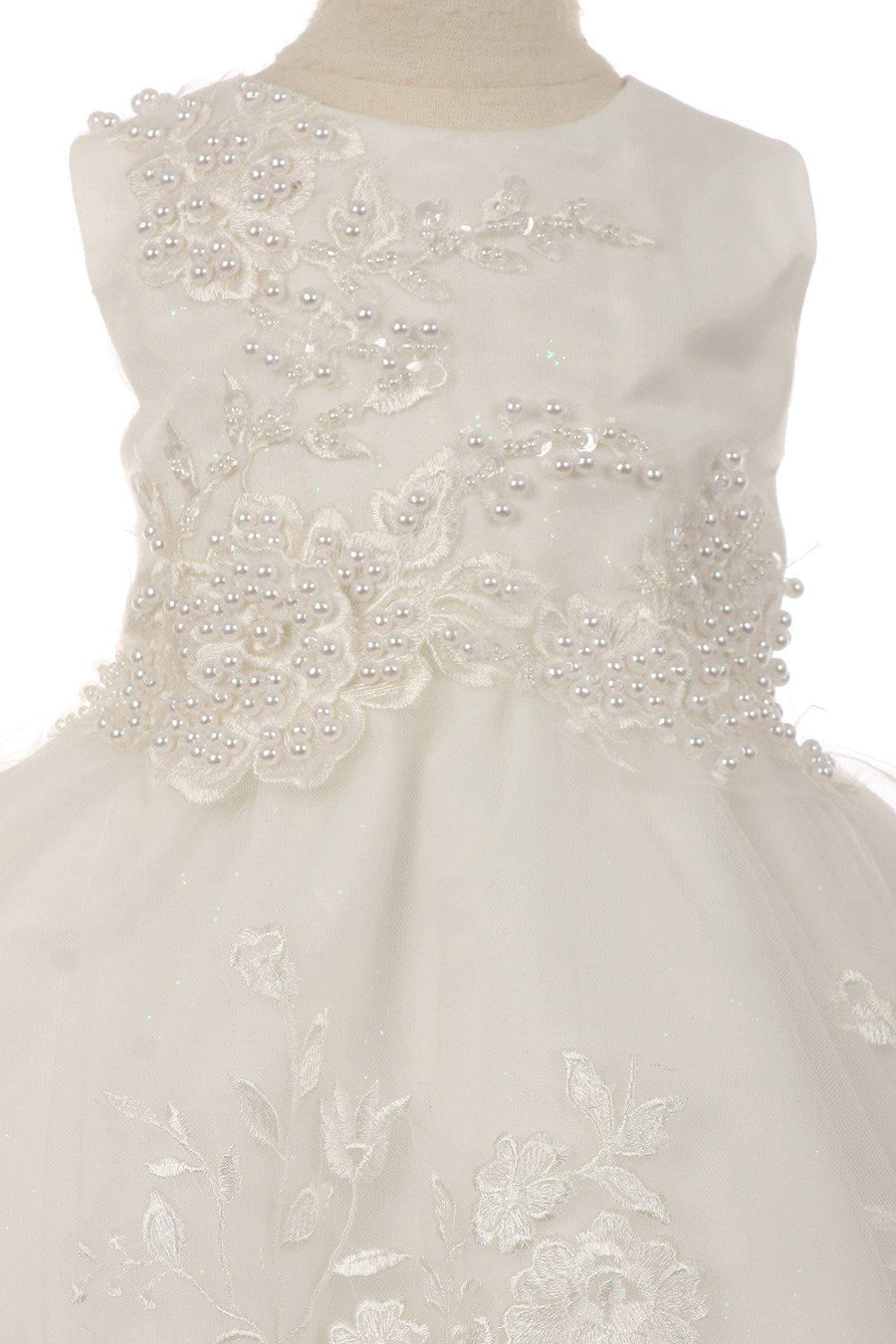 Sleeveless Embroidered Design Flower Girls Dress - The Dress Outlet Cinderella Couture