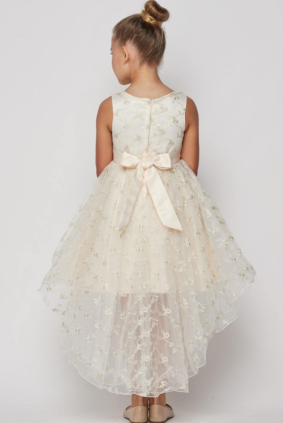 Sleeveless Embroidery Flower Girls Dress - The Dress Outlet Cinderella Couture