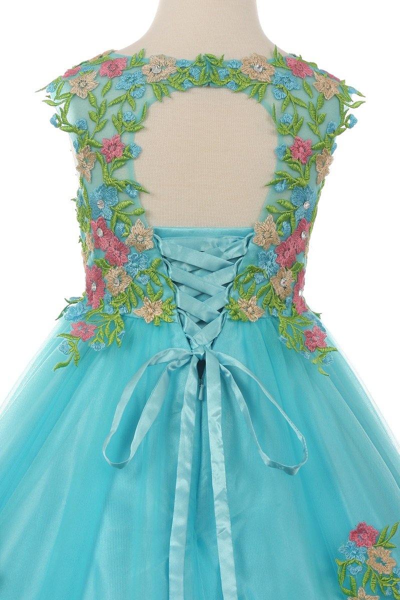 Sleeveless Floral Lace and Tulle Flower Girl Dress - The Dress Outlet Cinderella Couture