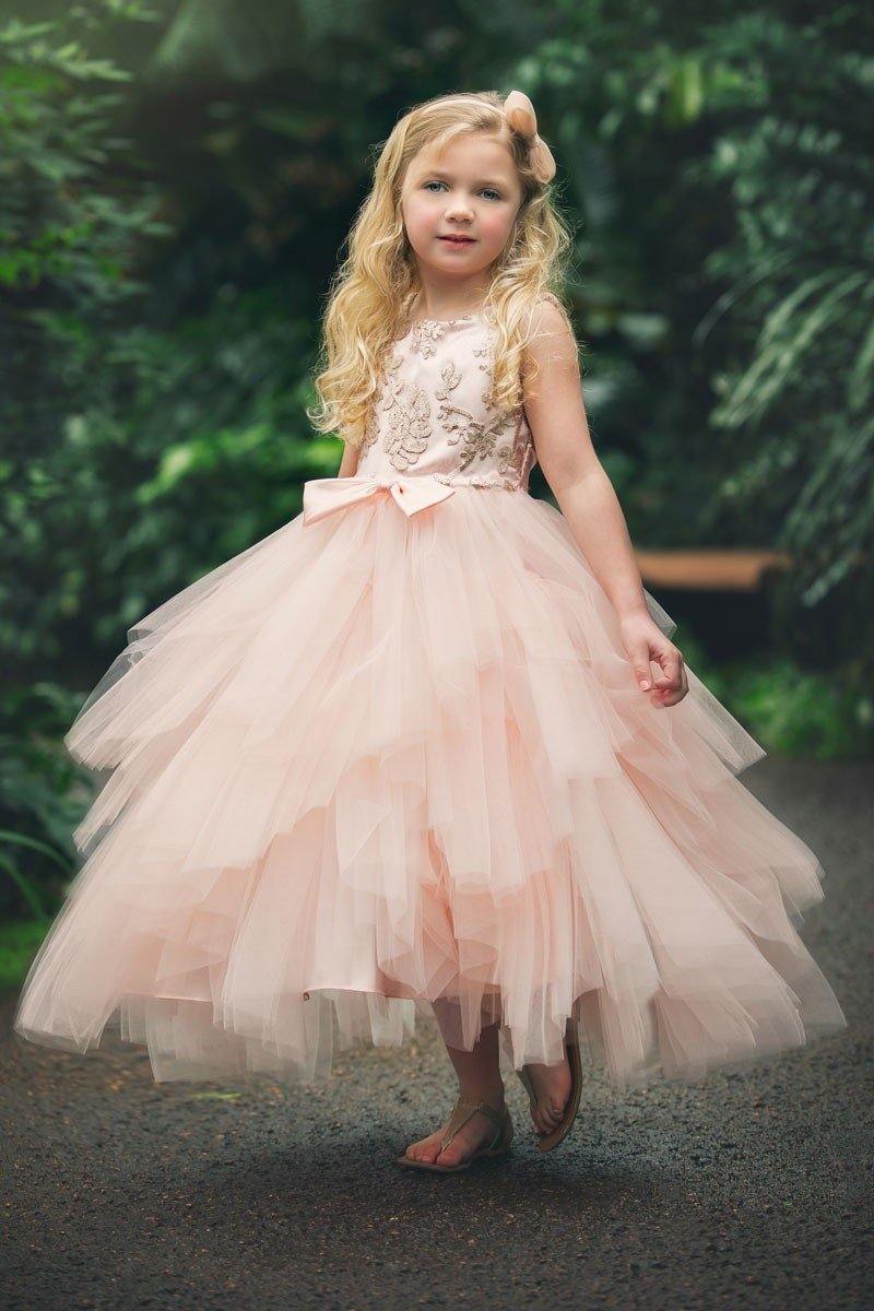 Sleeveless Flower Girl Dress Formal - The Dress Outlet Petite Adele