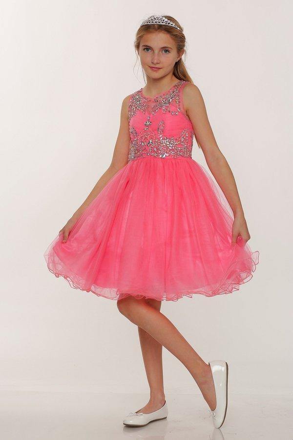 Sleeveless Flower Girl Dress with Rhinestone Bodice - The Dress Outlet Cinderella Couture