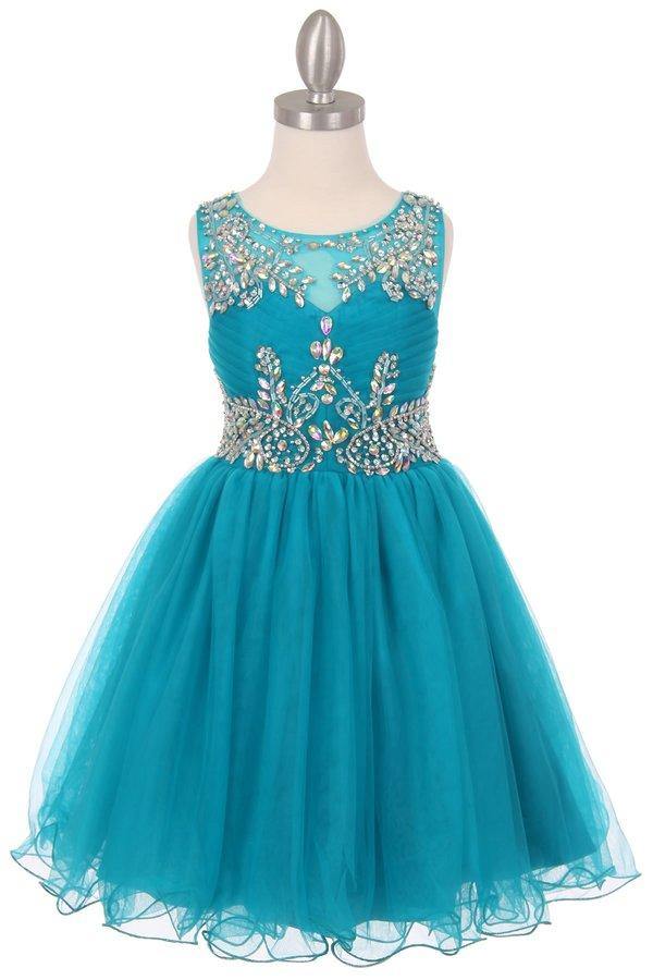 Sleeveless Flower Girl Dress with Rhinestone Bodice - The Dress Outlet Cinderella Couture