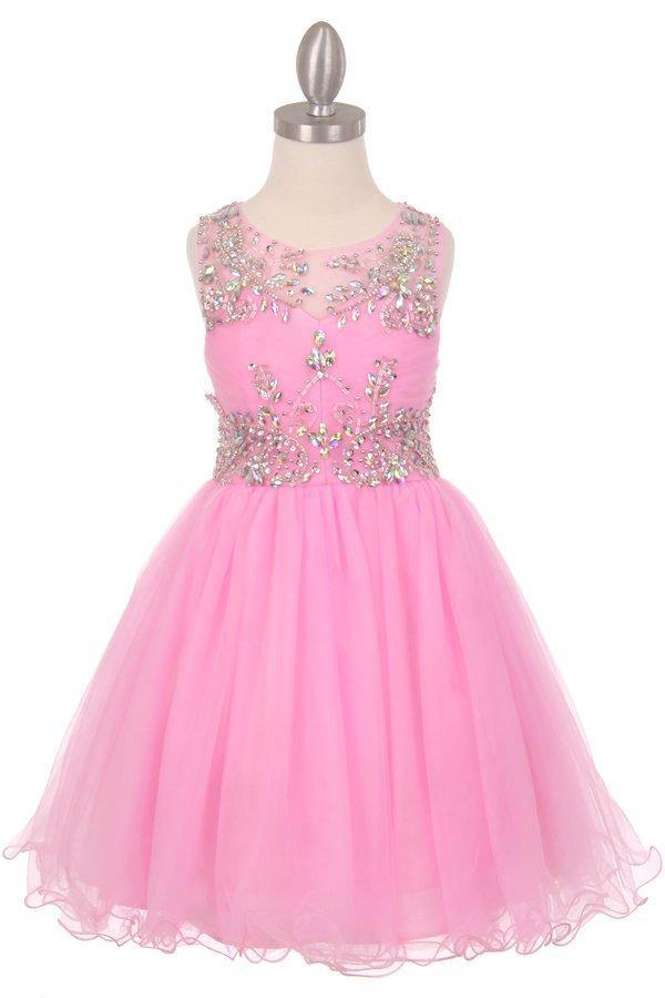 Sleeveless Flower Girl Dress with Rhinestone Bodice - The Dress Outlet Cinderella Couture