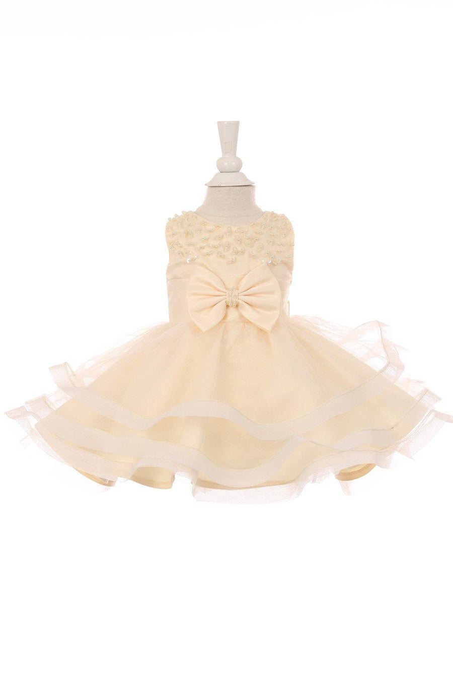 Sleeveless Flower Girls Dress Embroidered Bodice - The Dress Outlet Cinderella Couture