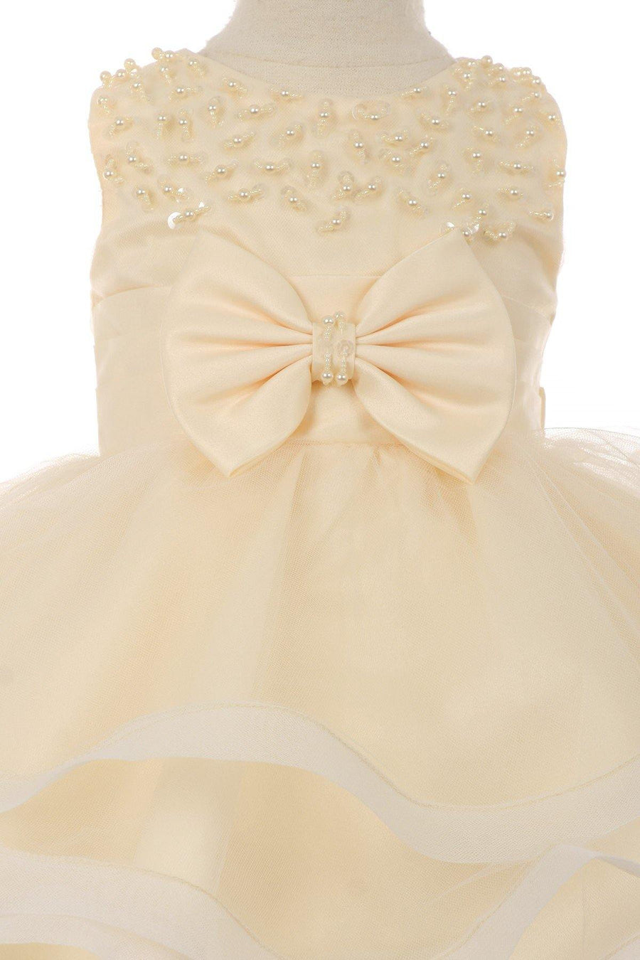 Sleeveless Flower Girls Dress Embroidered Bodice - The Dress Outlet Cinderella Couture