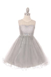 Sleeveless Illusion Neckline Sparkle Dress Flower Girls Sale - The Dress Outlet