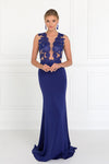 Sleeveless Lace Embellished Long Prom Dress - The Dress Outlet Elizabeth K