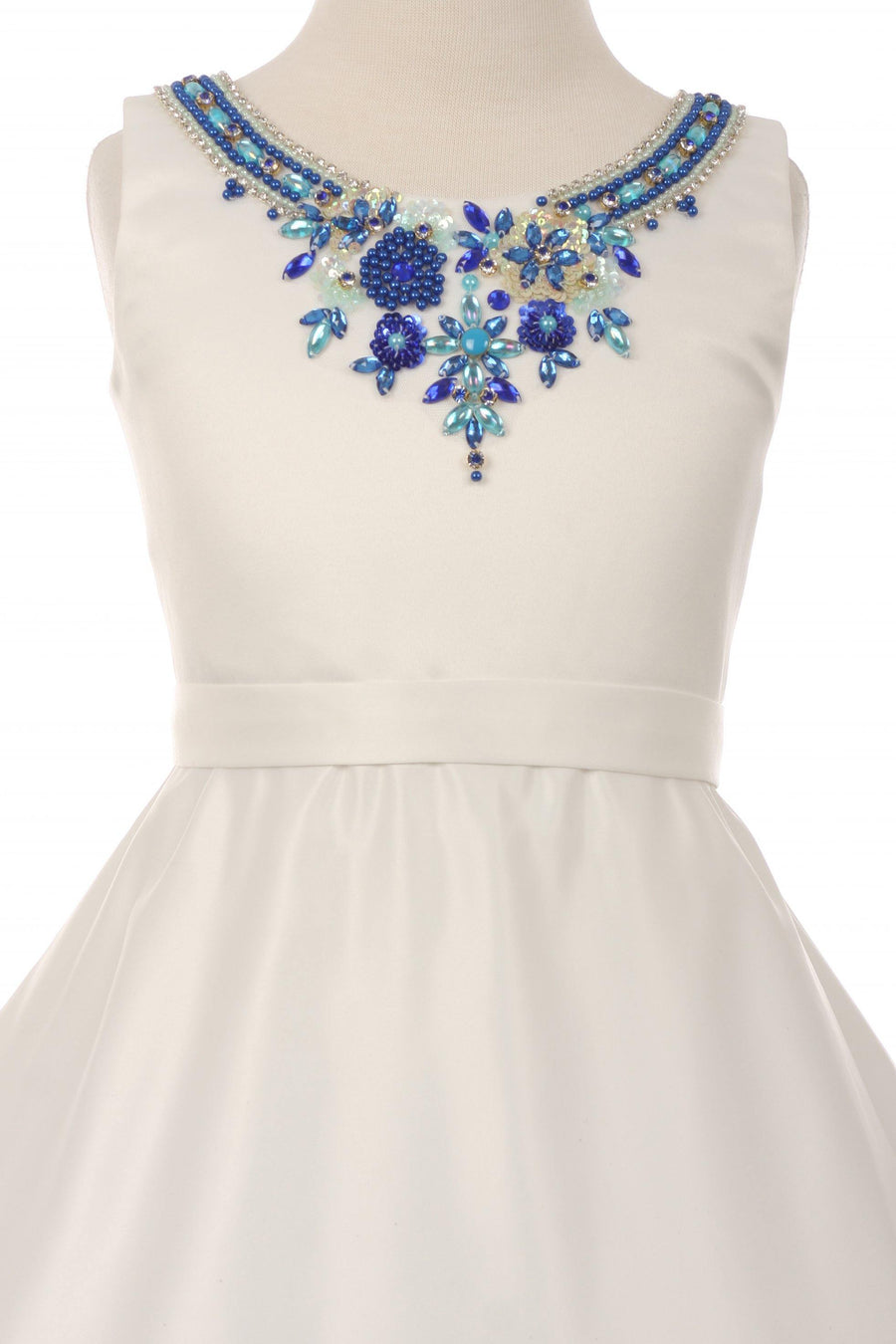 Sleeveless Rose Print Dress with Embellished Neckline Flower Girl - The Dress Outlet Cinderella Couture