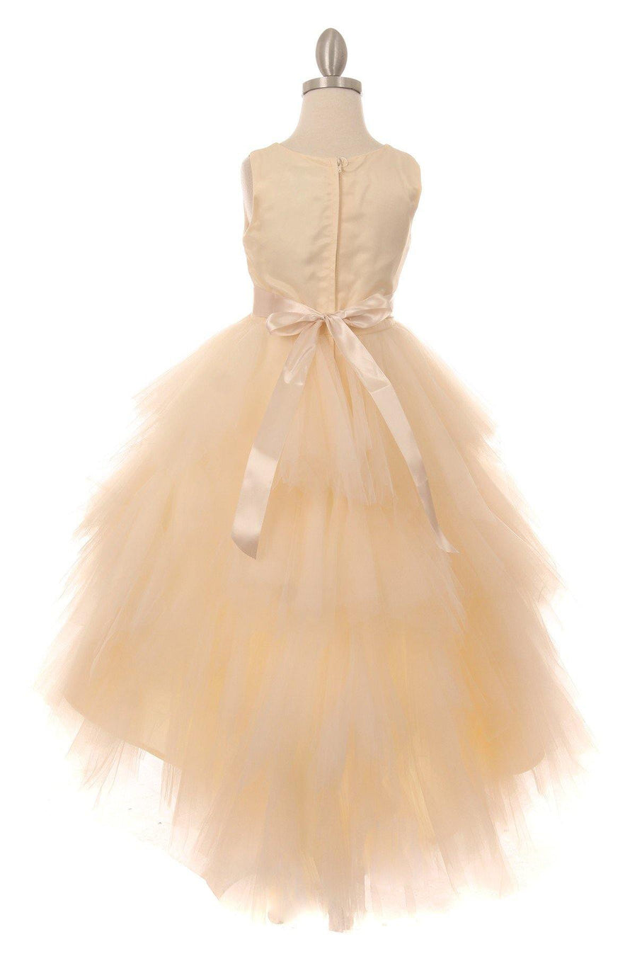 Sleeveless Satin High Low Flower Girls Dress - The Dress Outlet Cinderella Couture