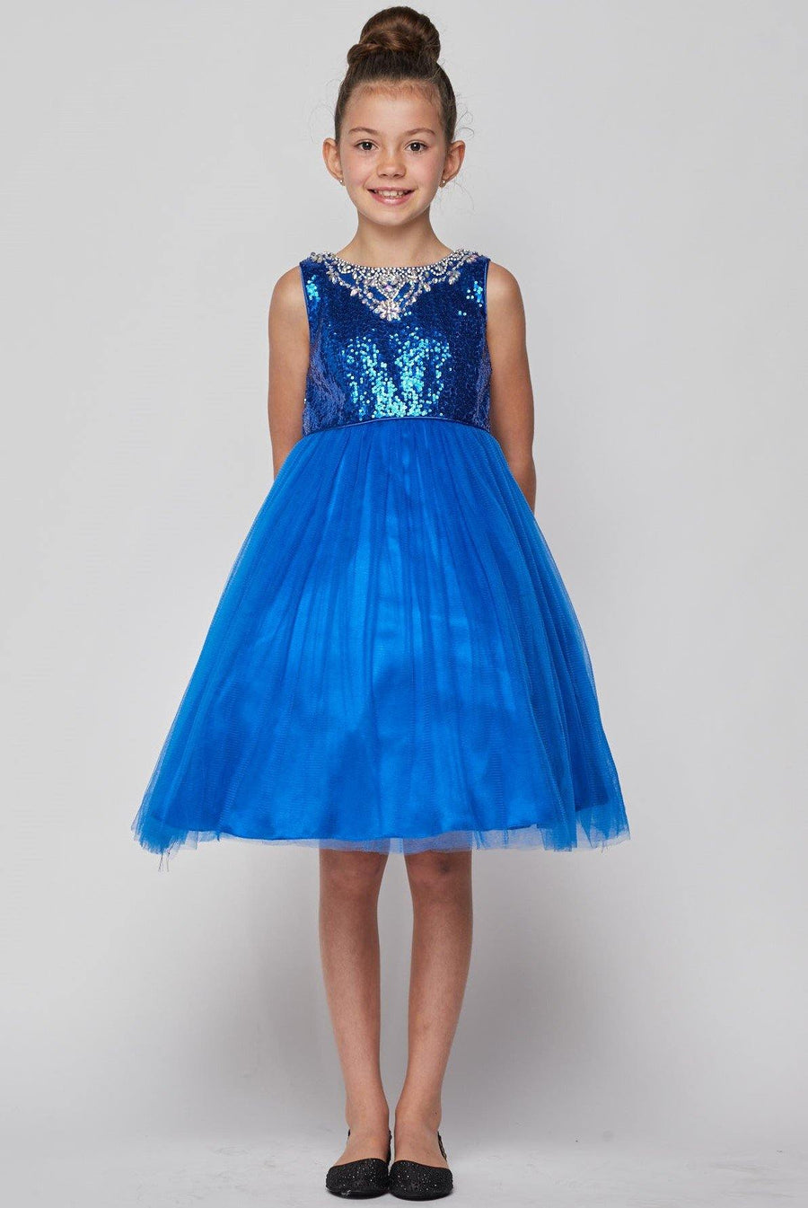 Sleeveless Sequin Short Dress Flower Girl - The Dress Outlet Cinderella Couture