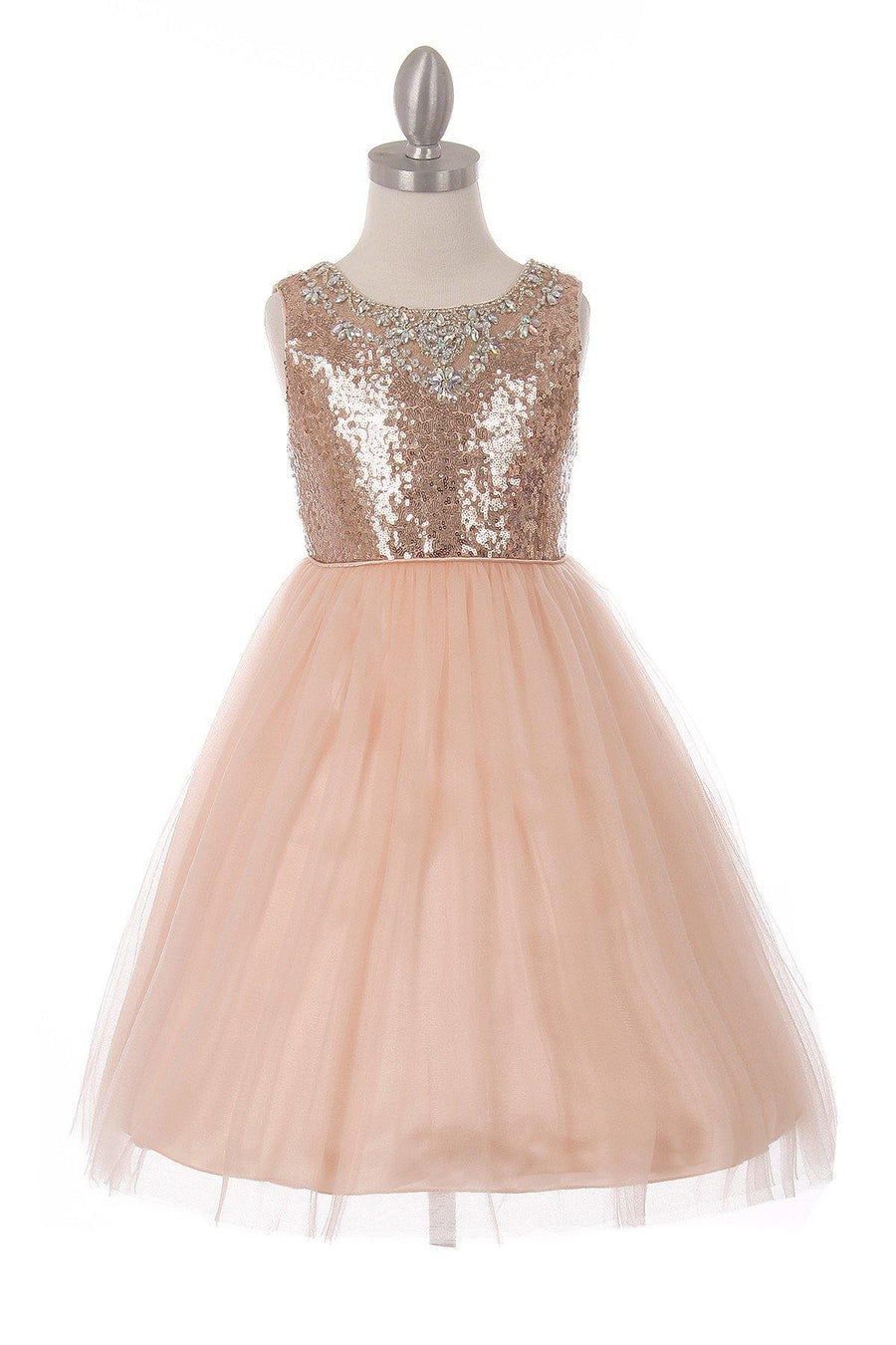 Sleeveless Sequin Short Dress Flower Girl - The Dress Outlet Cinderella Couture