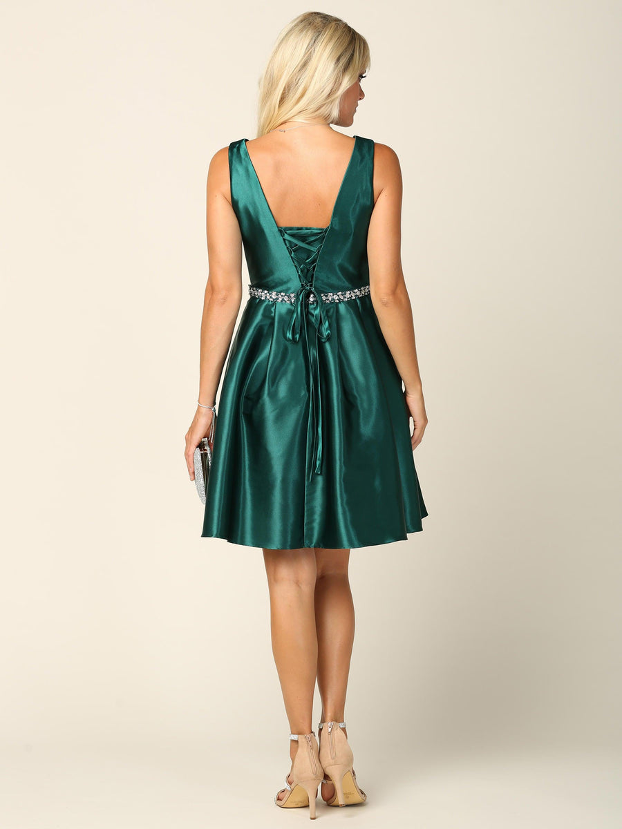 Hunter Green L Sleeveless Short Homecoming Dress Sale