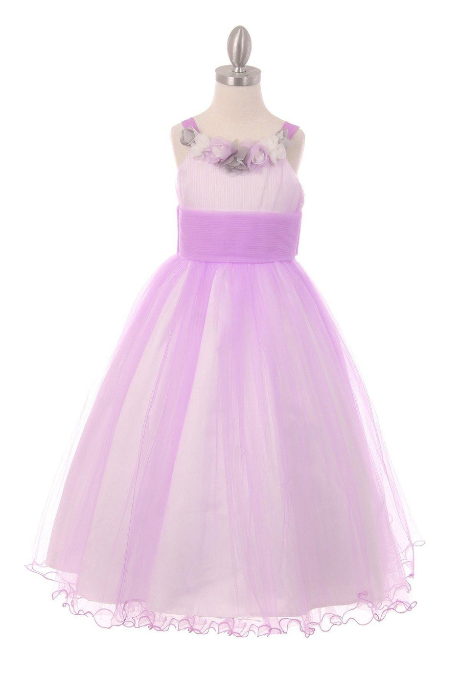 Soft Tulle with Floral Detailing Flower Girls Dress - The Dress Outlet Cinderella Couture