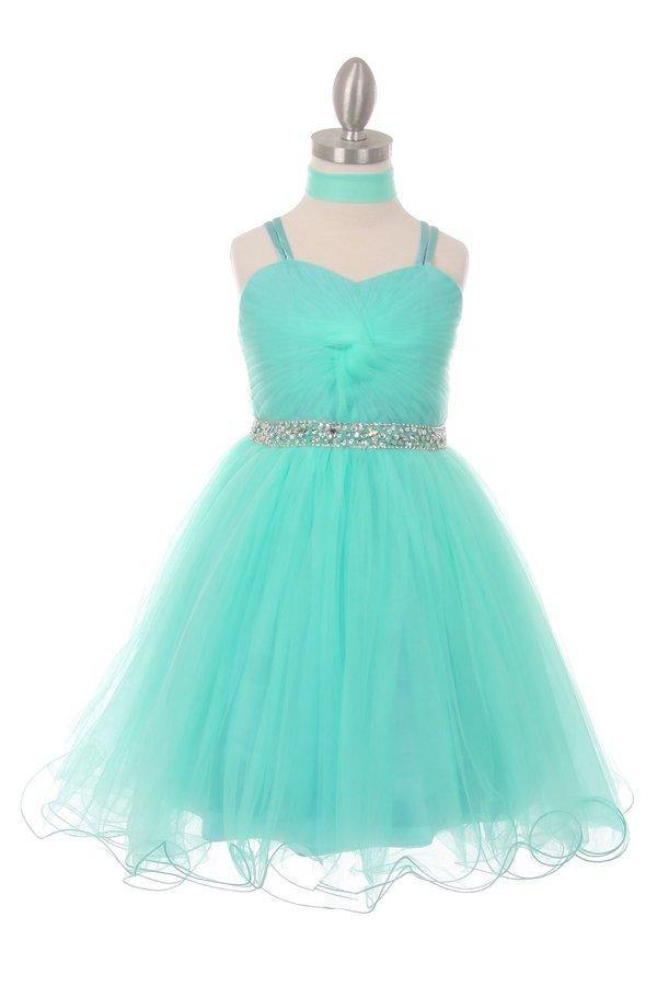 Spaghetti Strap Short Tulle Party Dress Flower Girl - The Dress Outlet Cinderella Couture