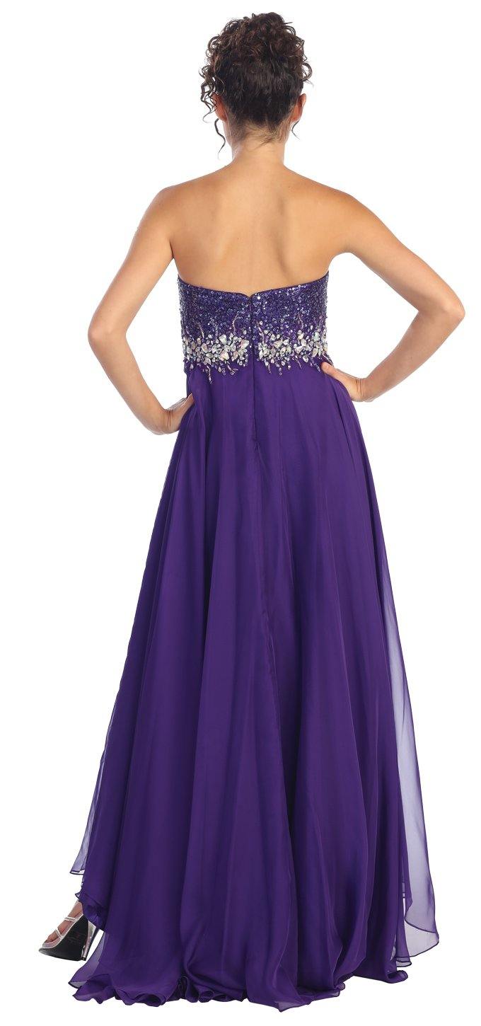 Strapless Chiffon High-Low Prom Dress - The Dress Outlet Elizabeth K