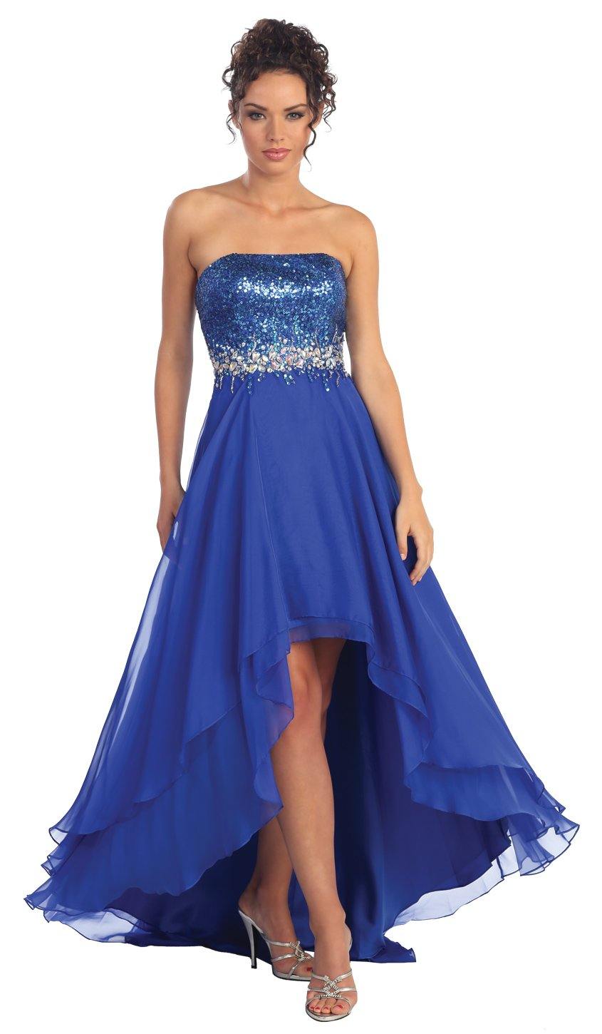 Strapless Chiffon High-Low Prom Dress - The Dress Outlet Elizabeth K