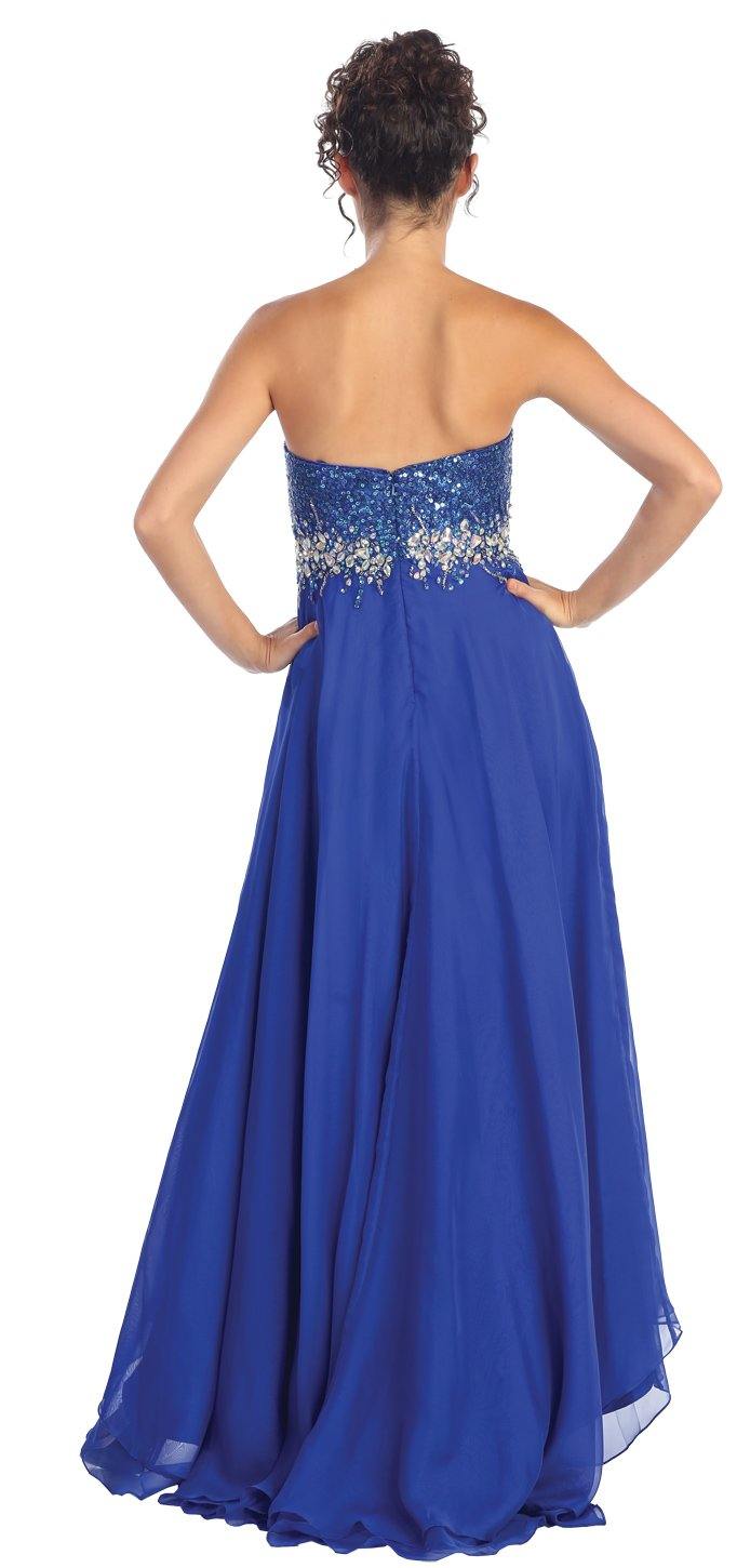 Strapless Chiffon High-Low Prom Dress - The Dress Outlet Elizabeth K