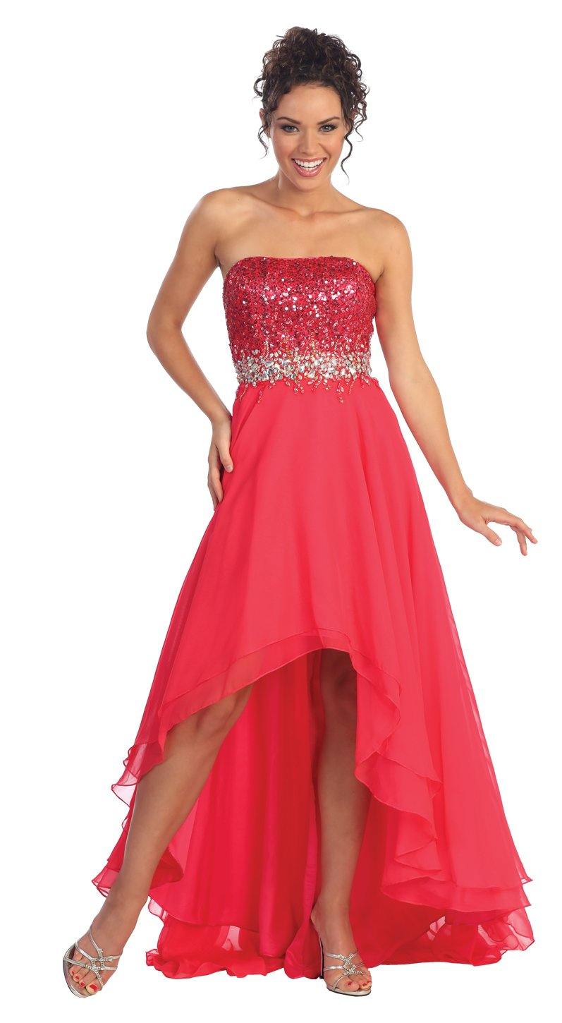 Strapless Chiffon High-Low Prom Dress - The Dress Outlet Elizabeth K