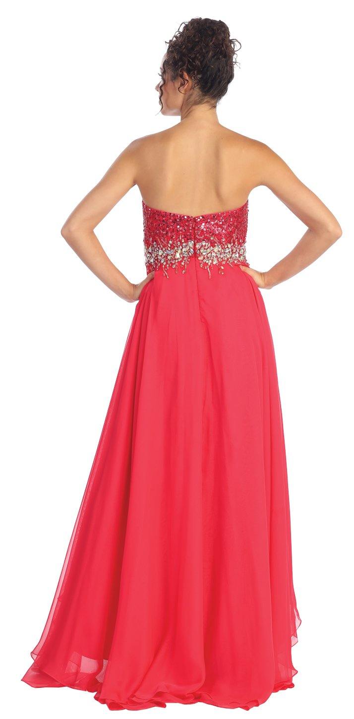 Strapless Chiffon High-Low Prom Dress - The Dress Outlet Elizabeth K