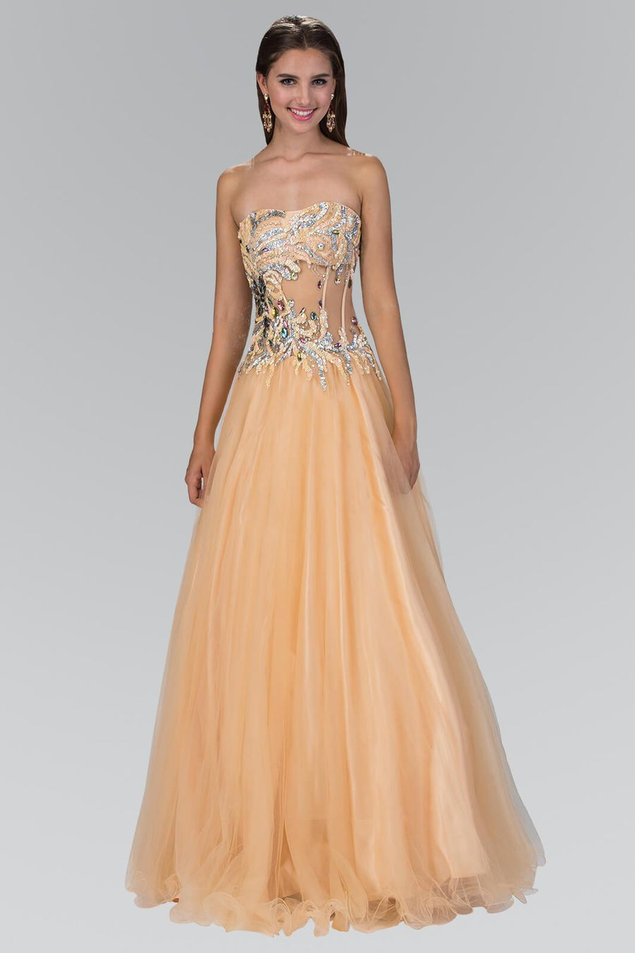 Strapless Long Prom Dress Formal Evening Gown - The Dress Outlet Elizabeth K