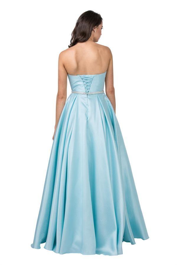 Strapless  Long Prom Dress with Pockets - The Dress Outlet ASpeed