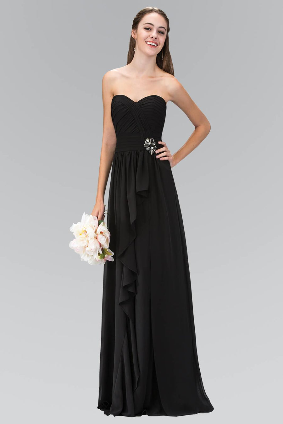 Strapless Sweetheart Chiffon Formal Long - The Dress Outlet Elizabeth K