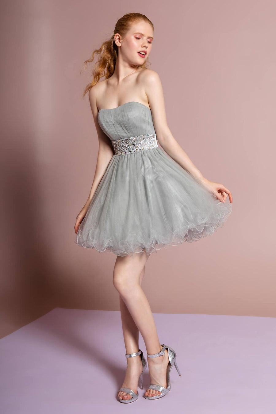 Strapless Sweetheart Prom Short Dress - The Dress Outlet Elizabeth K