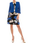 Studio One Cobalt Floral Printed Two Piece Jacket Dress - The Dress Outlet